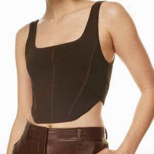 Artzia Crop Tank in Dark Brown in Size L